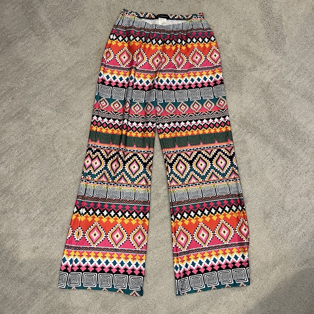 Travel Elements Pants Womens‎ M Multi-Color Geometric Wide Leg Hippie Boho
